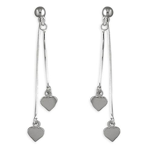 Sterling Silver Dangling Heart Earrings 