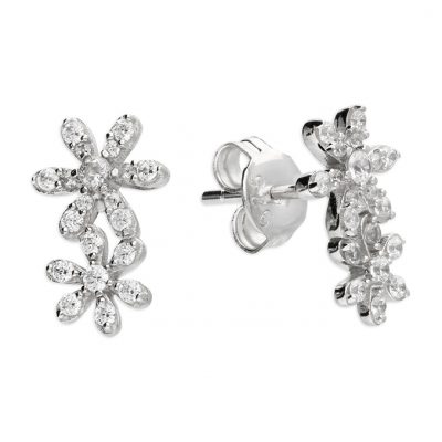 Sparkling Flower Stud Drop Earrings