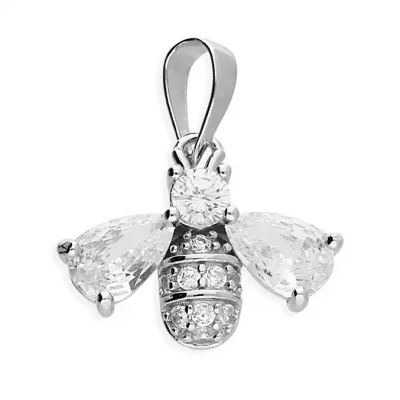 Sterling Silver and CZ Bee Necklace