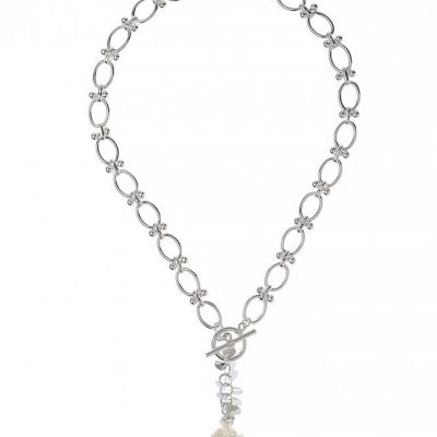 Fashion Chain Necklace with Pearl Cluster
