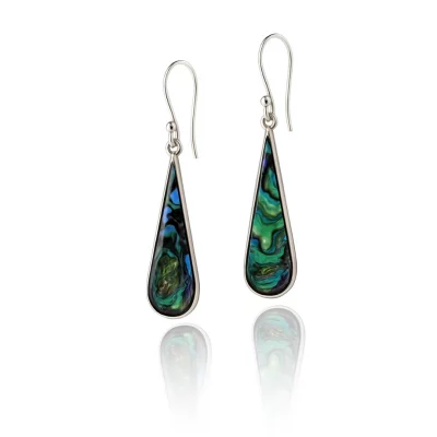 Sterling Silver Abalone Long Drop Earrings