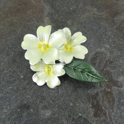 Pale Yellow Primrose Brooch