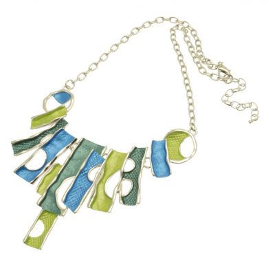 Multi Blue & Green Abstract Necklace