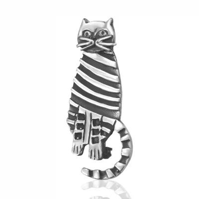 Sterling Silver Cat Brooch