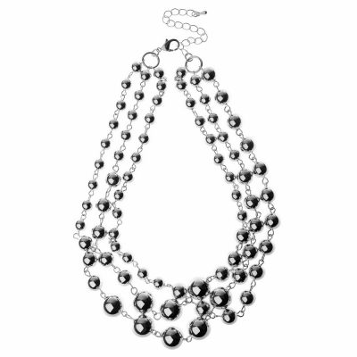 Silver Tone Bead Necklace, Fashion Jewellery
