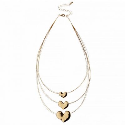 Gold Tone Tripple Heart Necklace. Fashion Jewellery