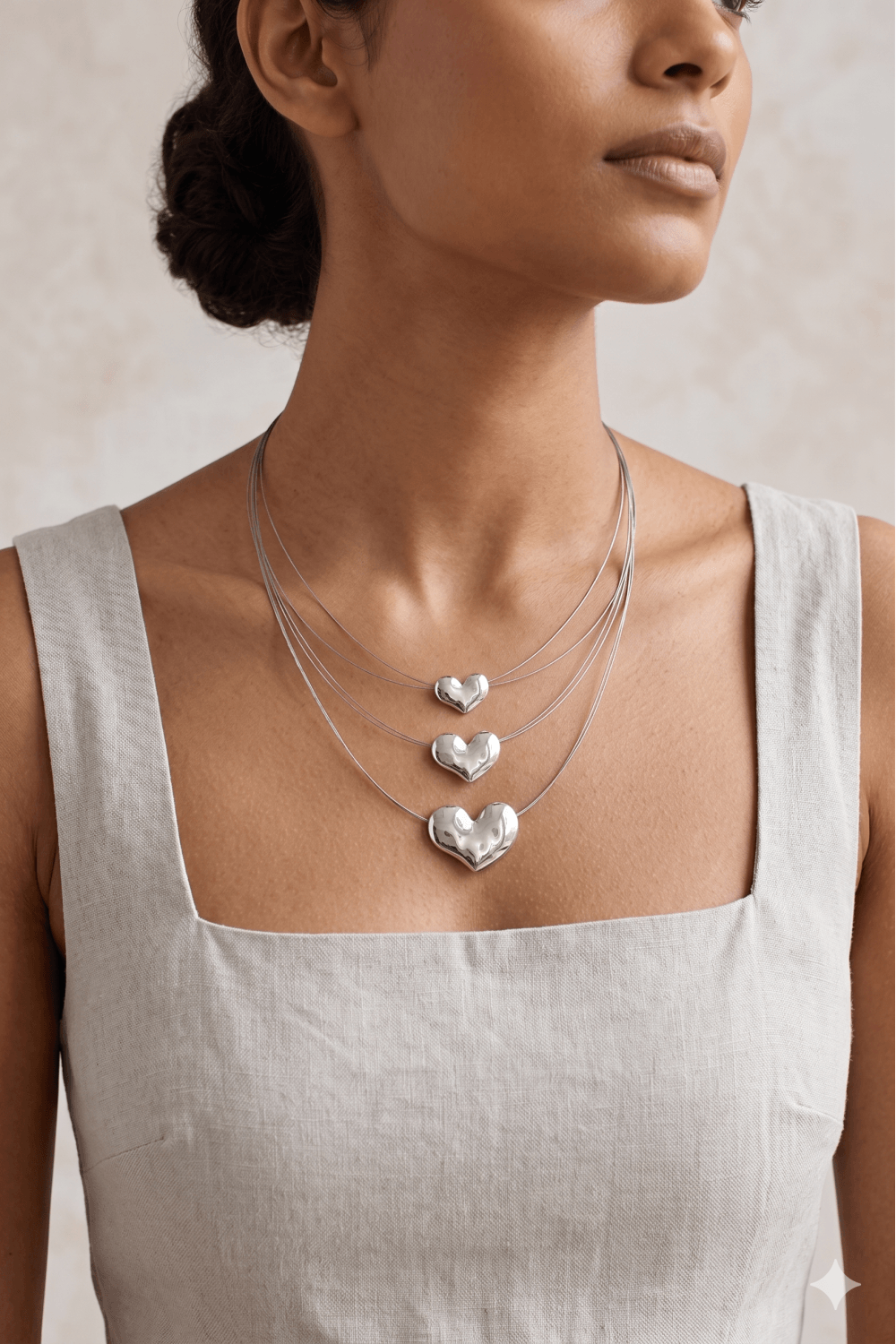 Tripple Heart Necklace. Fashion Jewellery - Image 2