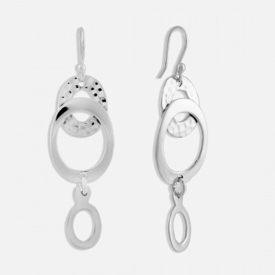 Sterling Silver Multi Hoop Drop Earrings