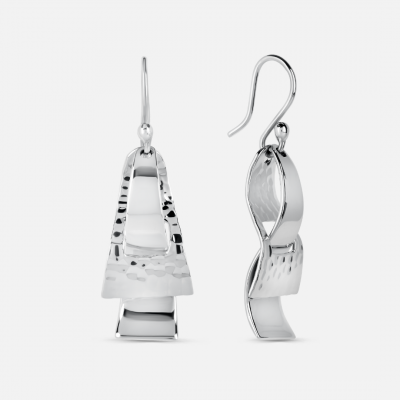 Sterling Silver Multi Triangular Drop Earrings