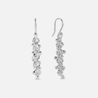Sterling Silver Ball Cluster Drop Earrings