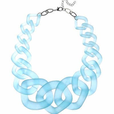 Turquoise Frosted Prism Chunky Link Statement Necklace