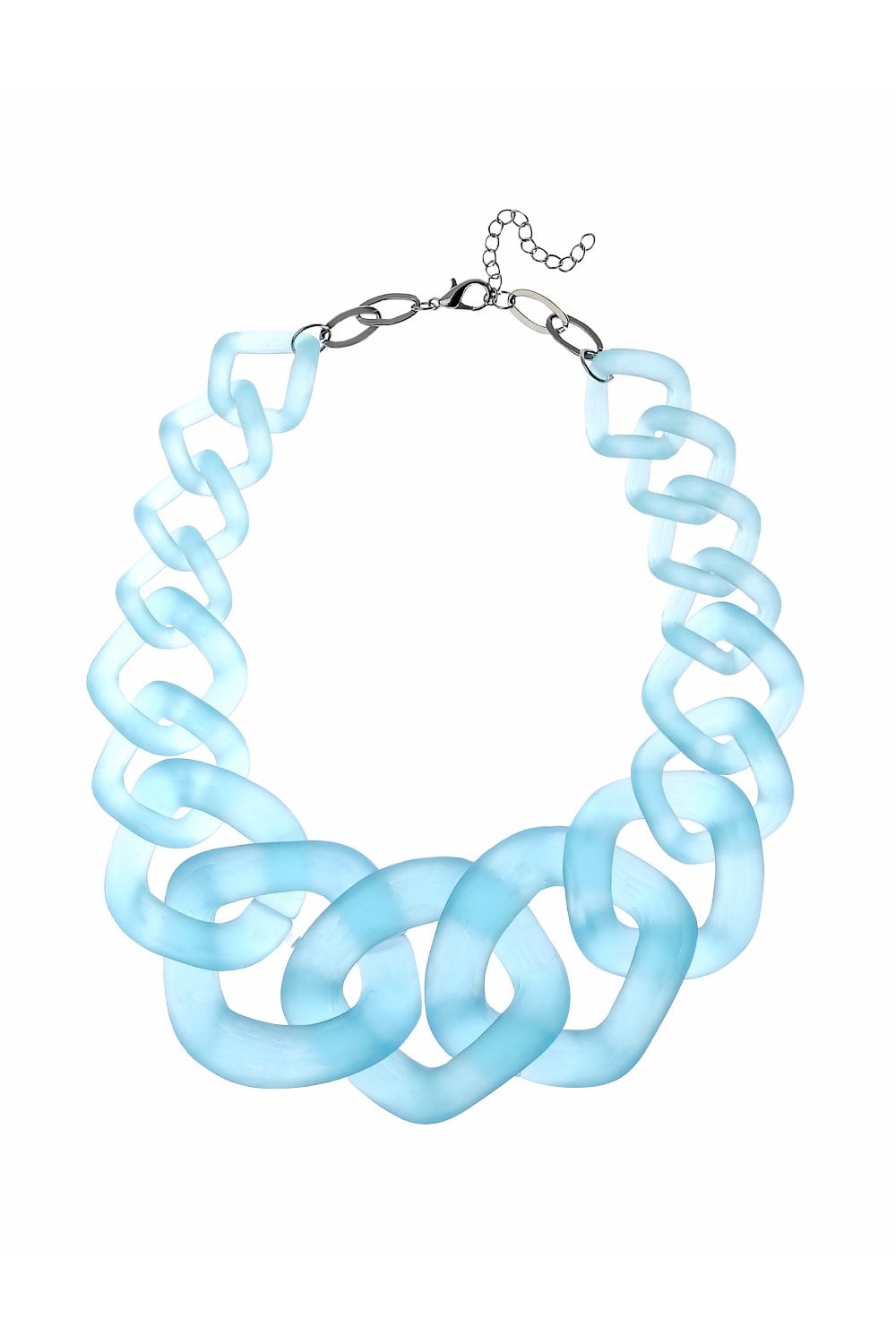 Turquoise Frosted Prism Chunky Link Statement Necklace