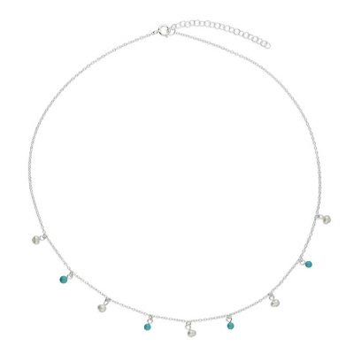 Pearl & Turquoise Sterling Silver Delicate Necklace