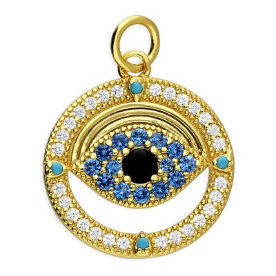 Gold Tone Evil Eye Necklace