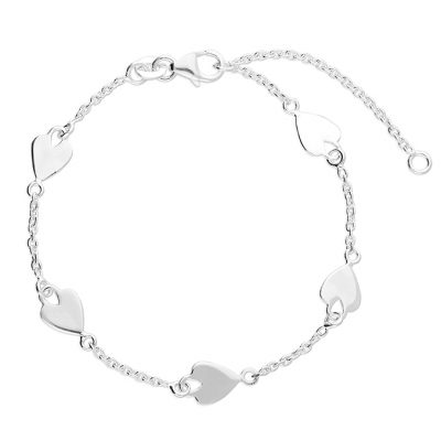 Sterling Silver Bracelet with Hearts.