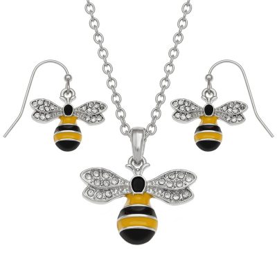 Fashion Bumble Bee Necklace & Earrings