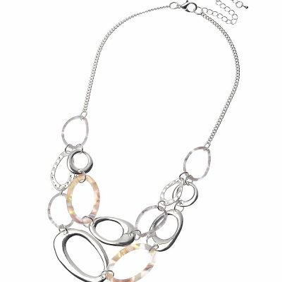 Fashion Double Link Silver & Resin Link Necklace