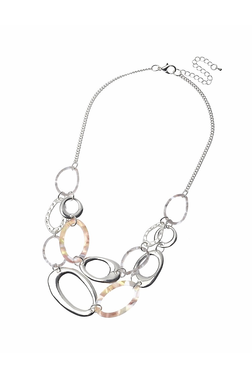 Fashion Double Link Silver & Resin Link Necklace