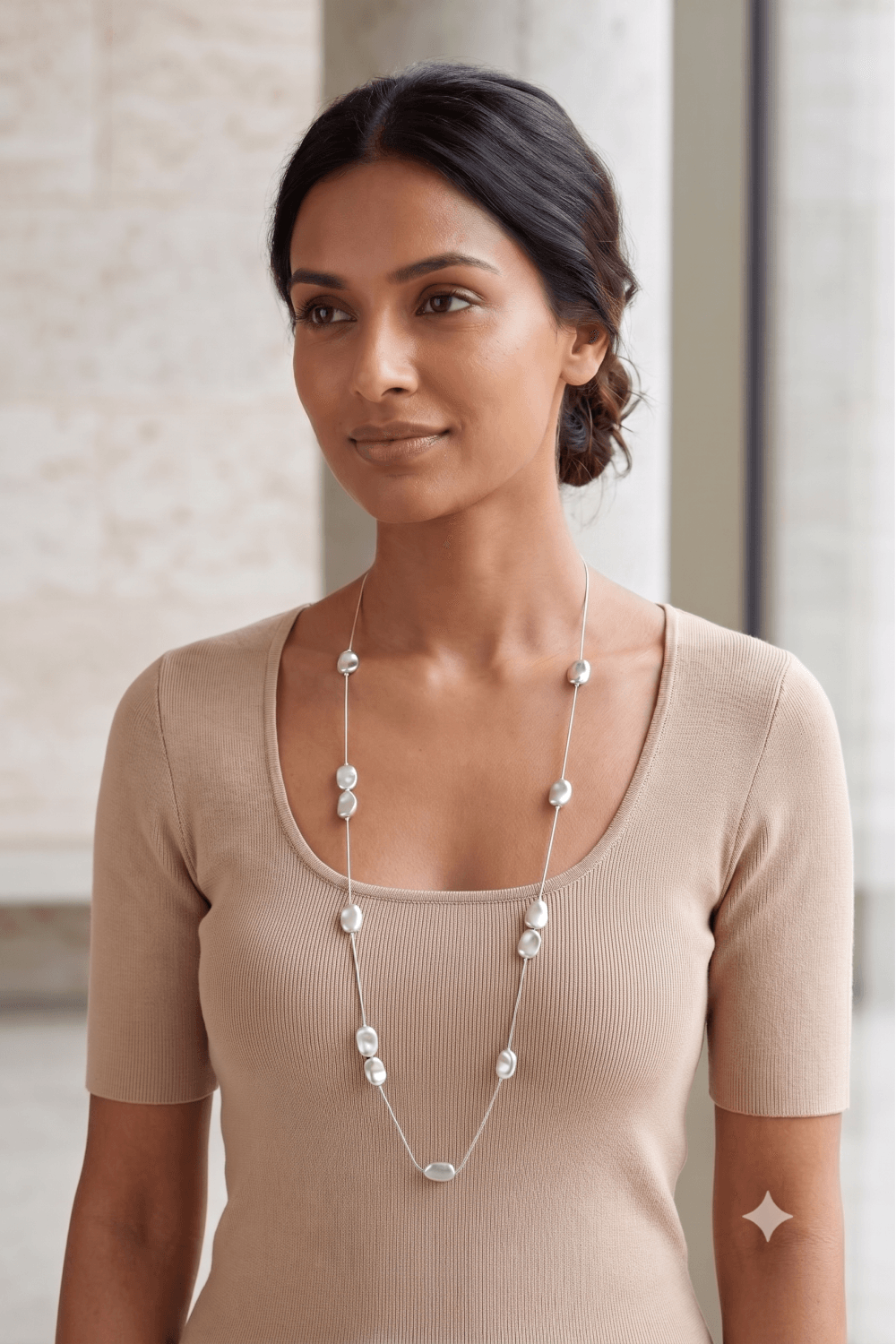 Urban Chic Hammered Pebble Long Necklace - Image 2