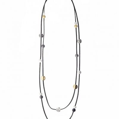 Urban Edge Dual Strand Cord Necklace with Hammered Disc