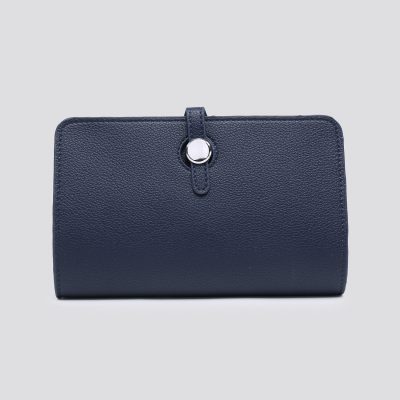 Navy Faux Leather Travel Wallet with Purse