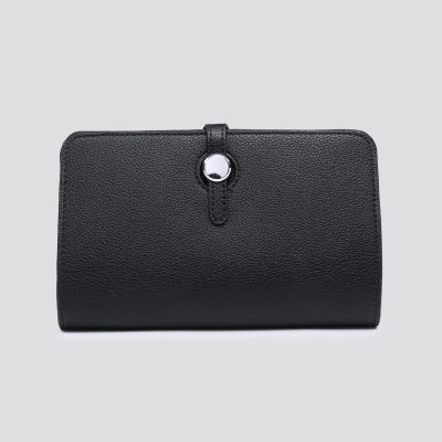 Black Faux Leather Travel Wallet with Purse