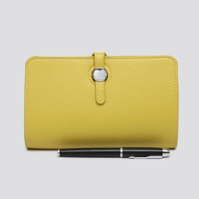 Yellow Faux Leather Travel Wallet with Purse
