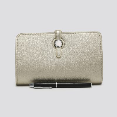 Champagne Gold Faux Leather Travel Wallet with Purse