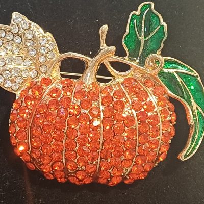Crystal Pumpkin Brooch