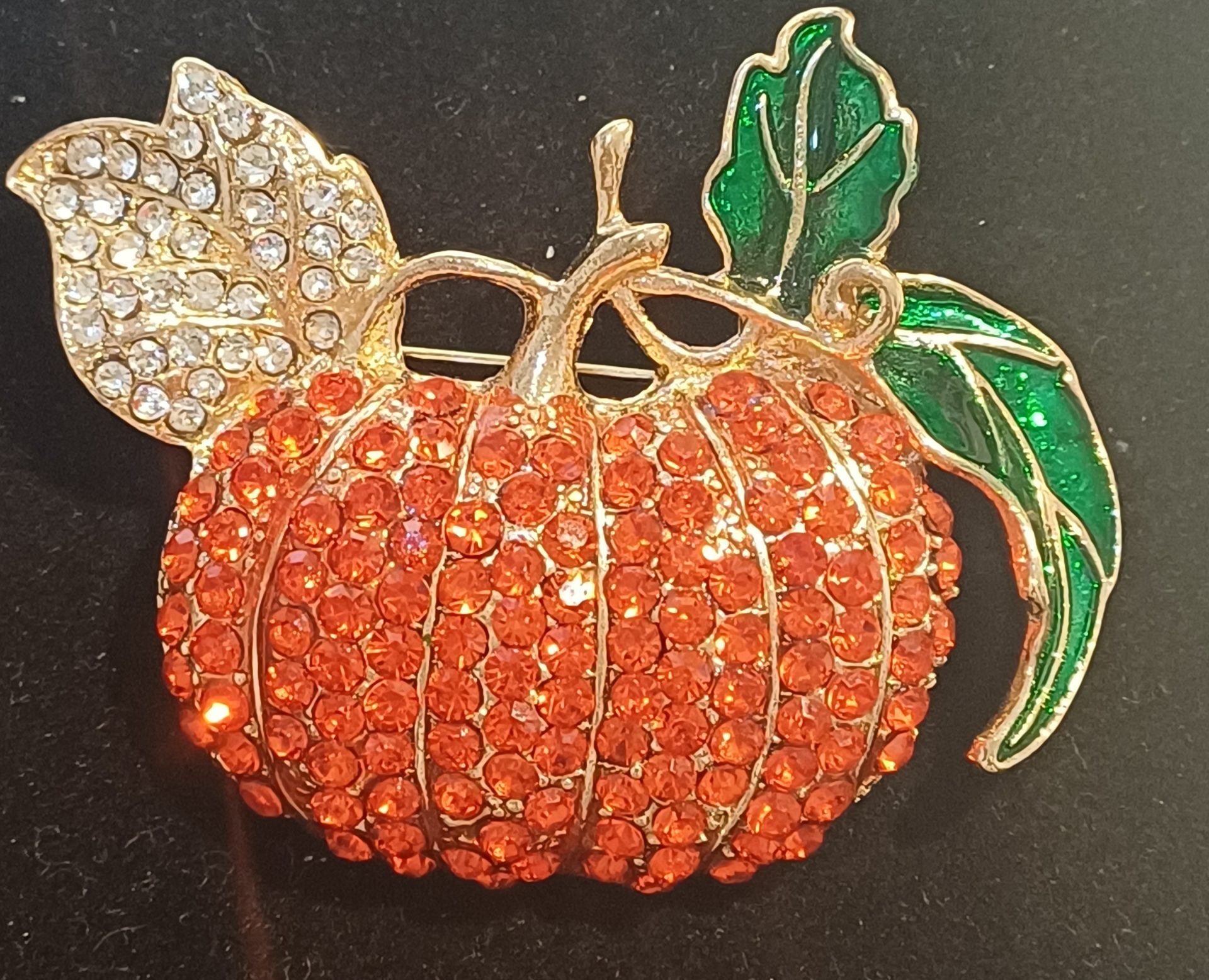 Crystal Pumpkin Brooch