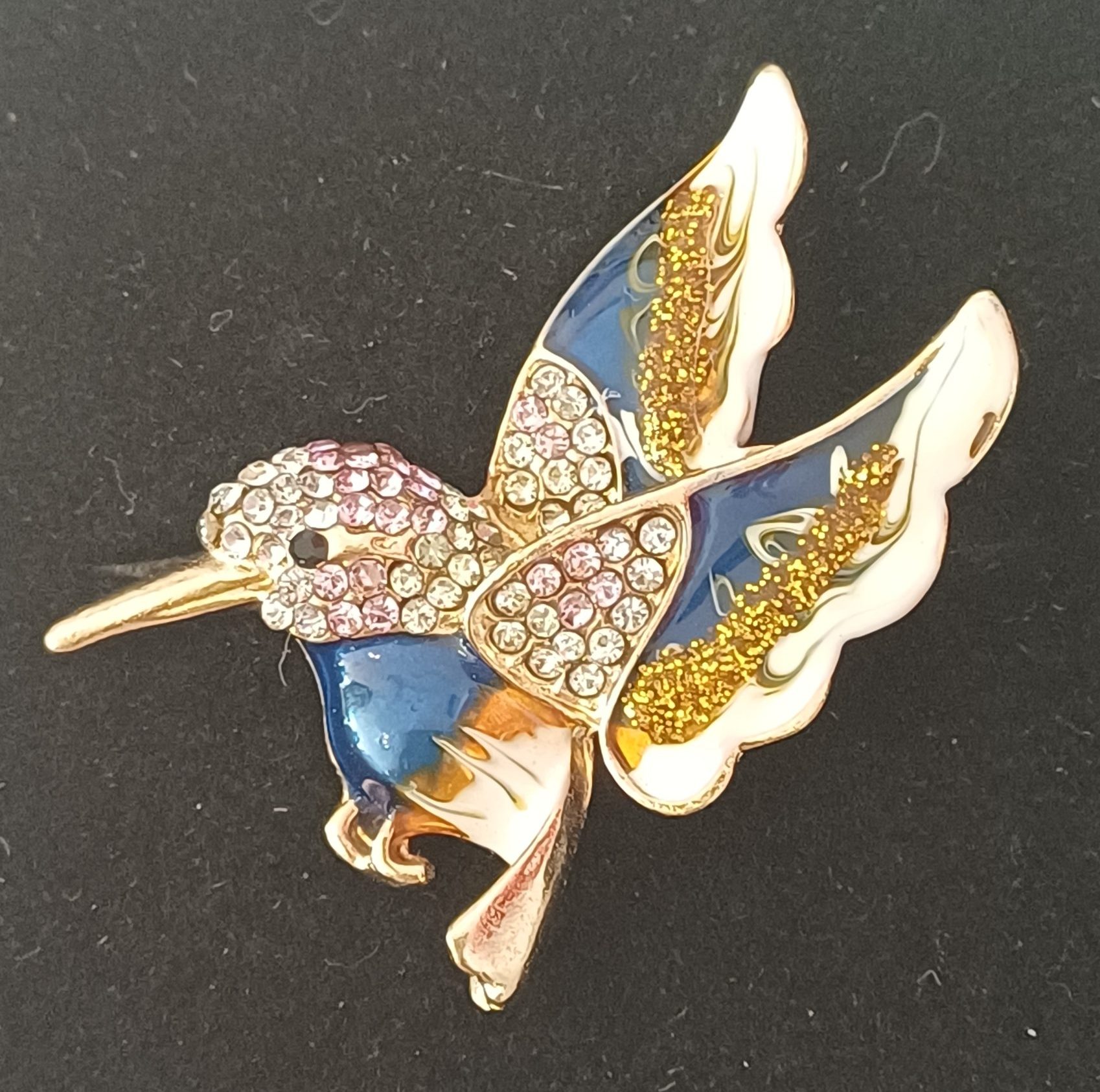 Enamel and Crystal Kingfisher Brooch