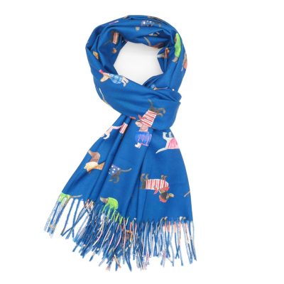 Warm & Cosy Dachshund Scarf Blue