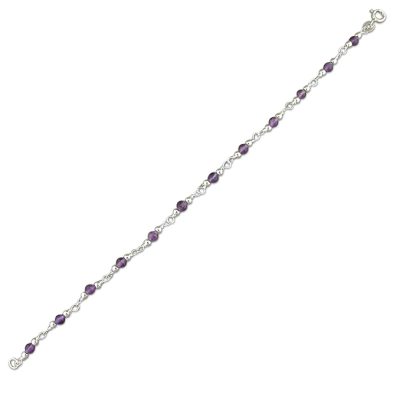 Sterling Silver Amethyst Bead Bracelet