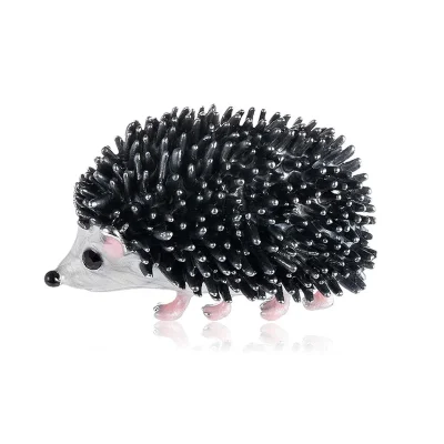 Enamel and metal hedgehog brooch