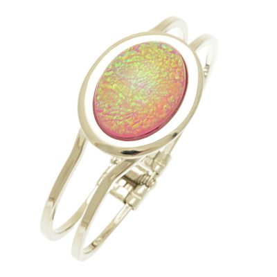 Pink Irridescent Resin Hinged Bangle