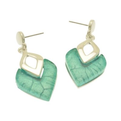 Mint Green Diamond Resin Earrings