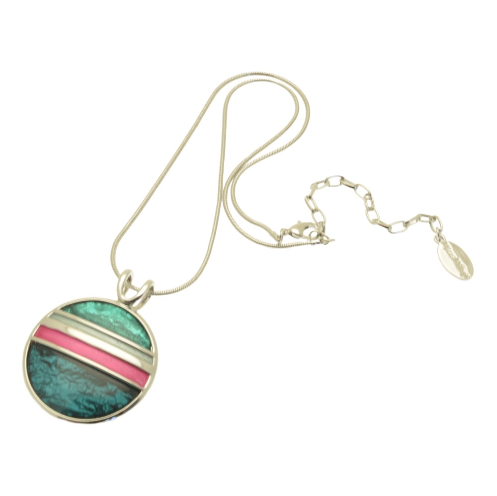 Green and Pink Saturn Necklace