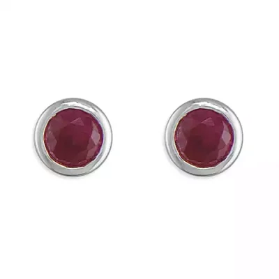 Garnet CZ Sterling Silver Studs - January Birthstone