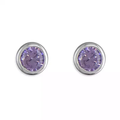 Alexandrite CZ Sterling Silver Studs - June Birthstone