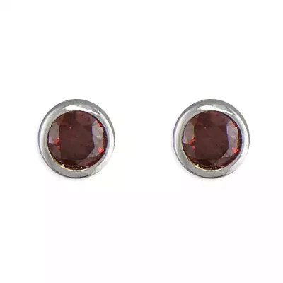 Ruby CZ Sterling Silver Studs - July Birthstone