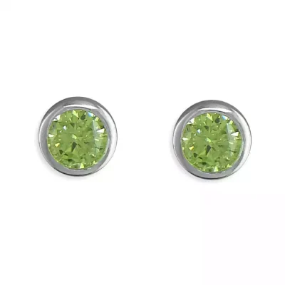 Peridot CZ Sterling Silver Studs - August Birthstone