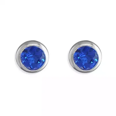 Sapphire CZ Sterling Silver Studs - September Birthstone