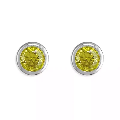 Citrine CZ Sterling Silver Studs - November Birthstone