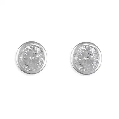 Diamond CZ Sterling Silver Studs - April Birthstone
