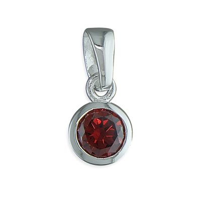 Garnet CZ Solitaire Necklace - January birthstone