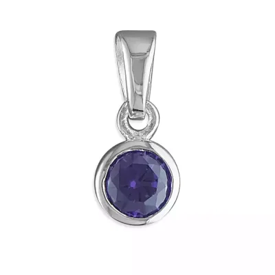 Amethyst CZ Solitaire Necklace - February birthstone