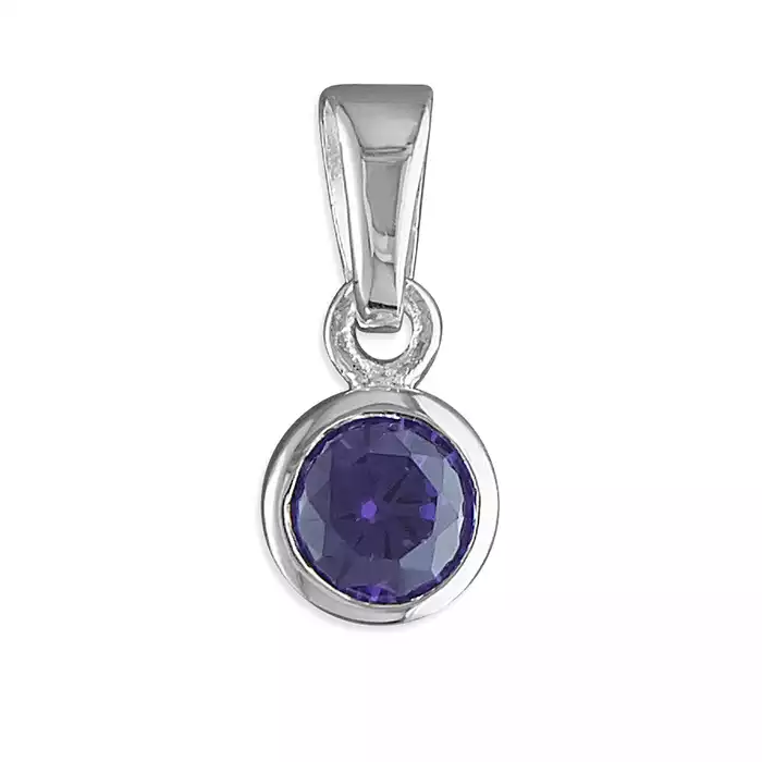 Amethyst CZ Solitaire Necklace - February birthstone