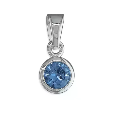 Aquamarine CZ Solitaire Necklace - March birthstone