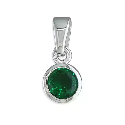Emerald CZ Solitaire Necklace - May Birthstone