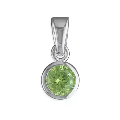 Peridot CZ Solitaire Necklace - August Birthstone